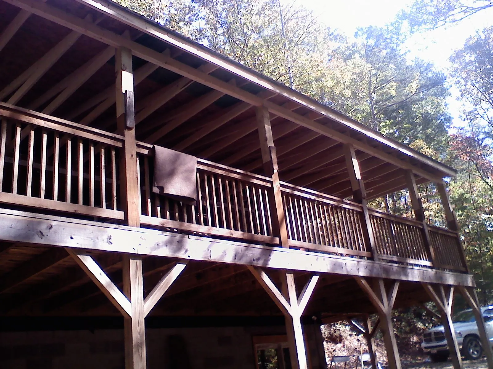 Timber framing under a new elevated porch and deck — Roof Leak Repair in Triangle by Roofing Brothers